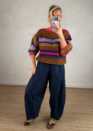 Heavy denim 'barrel leg' Finn - Dark blue-The Style Attic