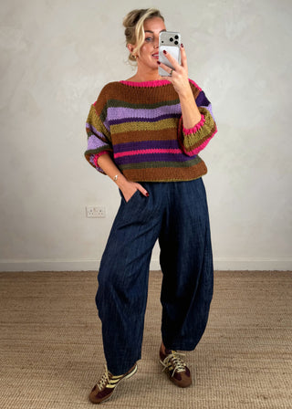 Heavy denim 'barrel leg' Finn - Dark blue-The Style Attic