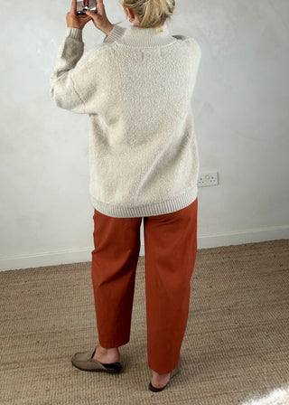 Heavy knit zip through - Cream-The Style Attic