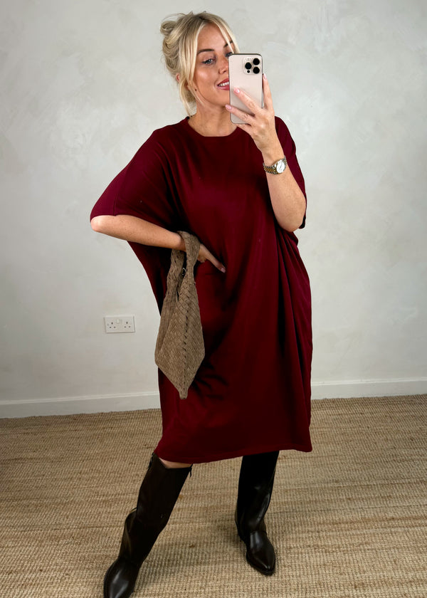 Helena knitted dress - Merlot-The Style Attic