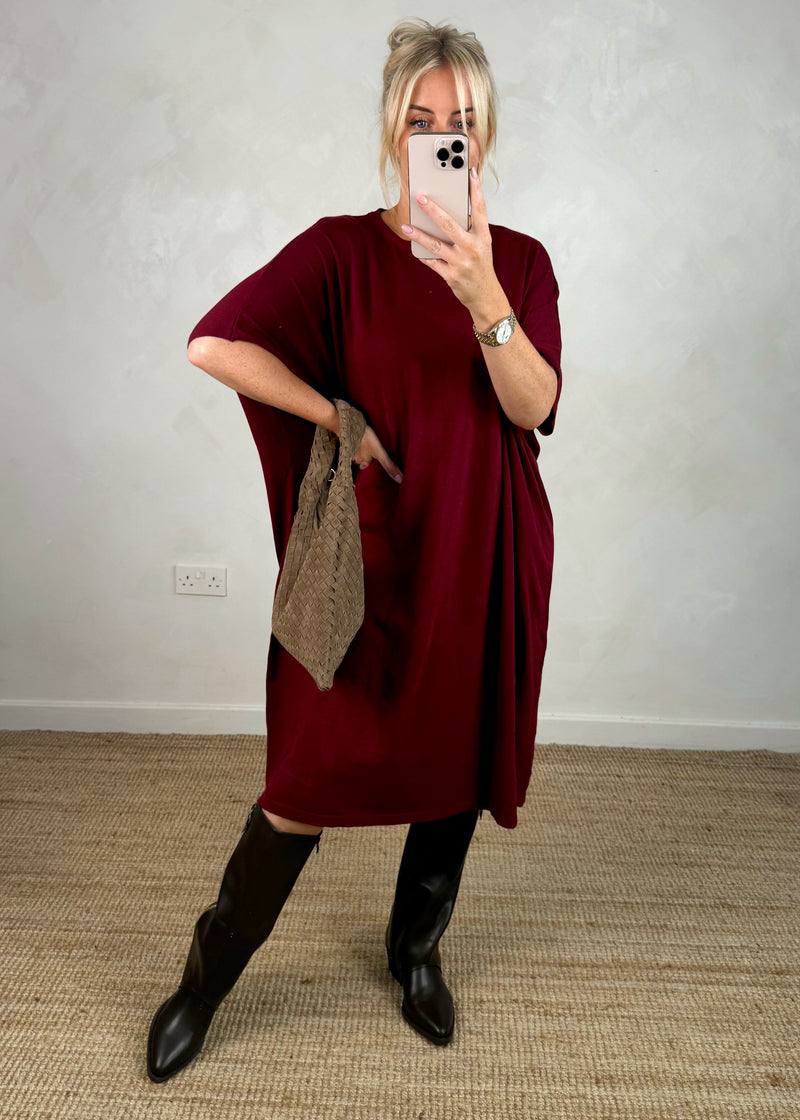 Helena knitted dress - Merlot-The Style Attic