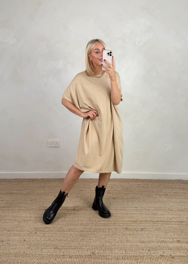Helena knitted dress - beige-The Style Attic
