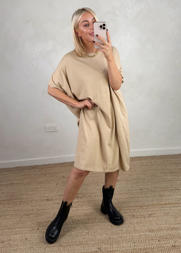 Helena knitted dress - beige-The Style Attic