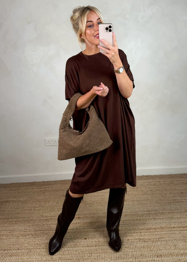 Helena knitted dress - chocolate-The Style Attic