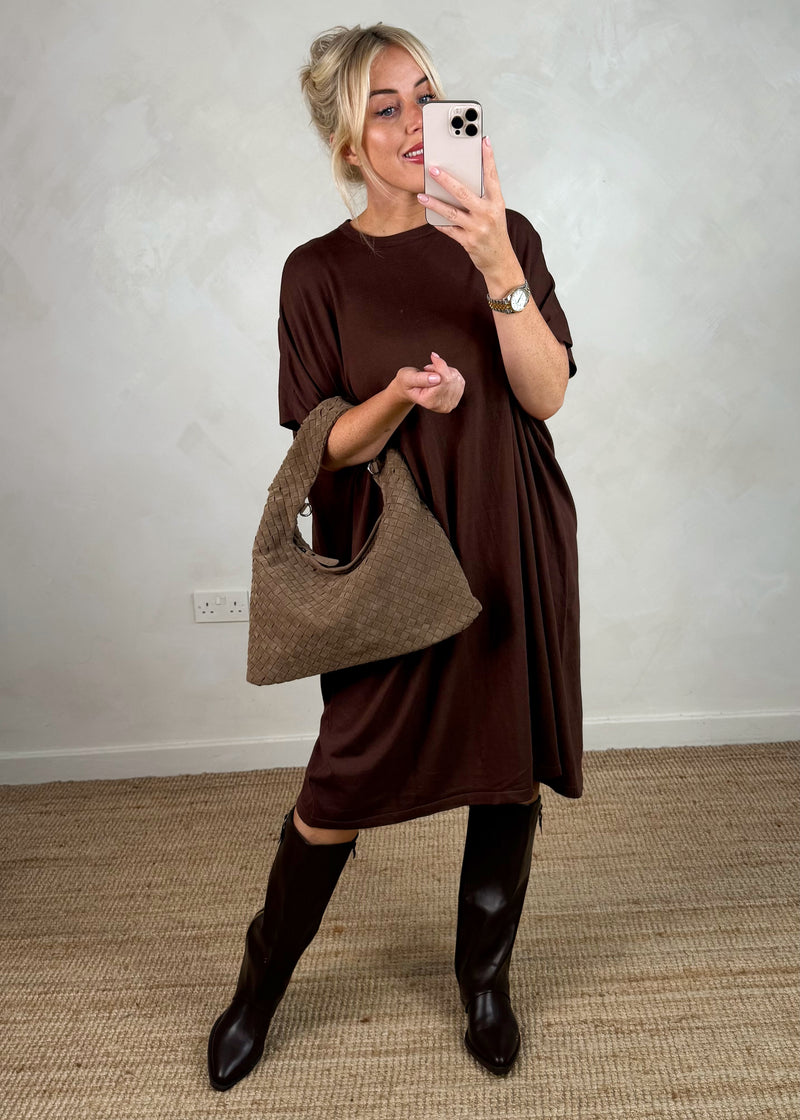 Helena knitted dress - chocolate-The Style Attic