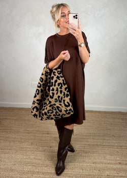 Helena knitted dress - chocolate-The Style Attic