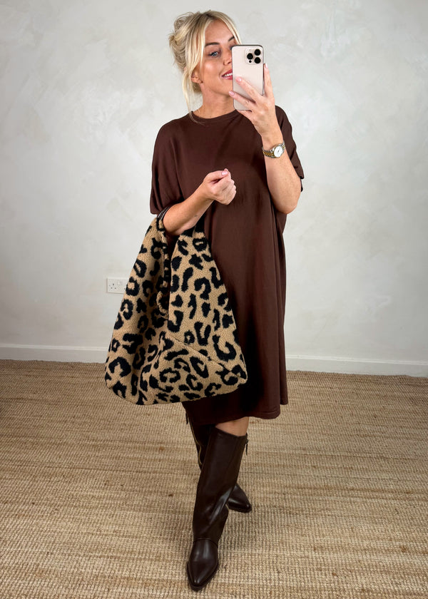 Helena knitted dress - chocolate-The Style Attic