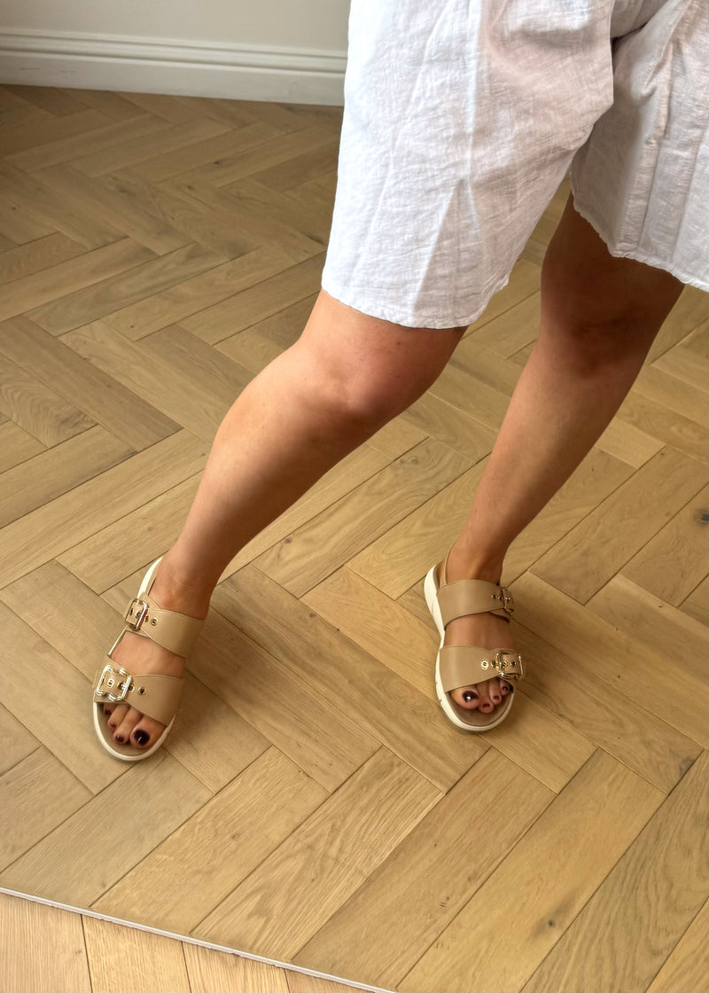 Helena sports sandal - beige-The Style Attic