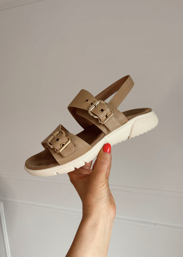 Helena sports sandal - beige-The Style Attic