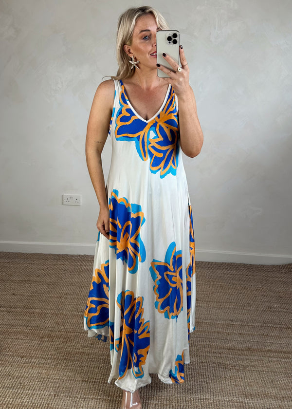 Hendra satin maxi - aqua-The Style Attic
