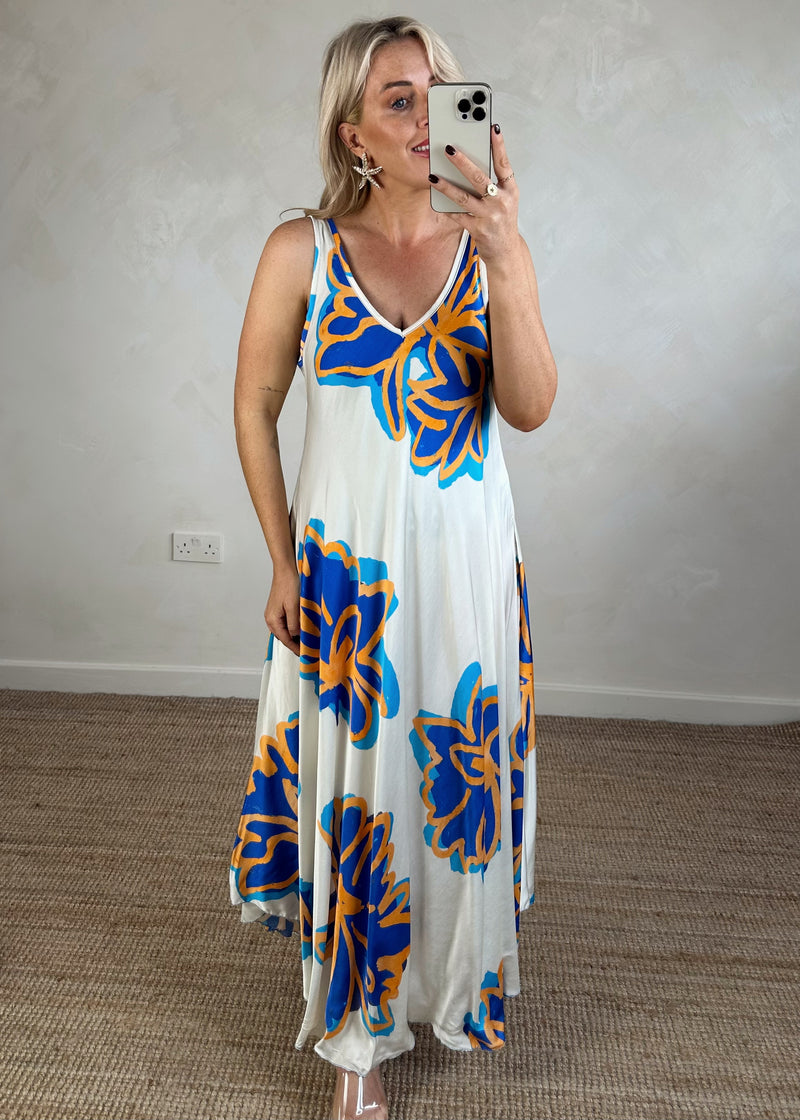Hendra satin maxi - aqua-The Style Attic