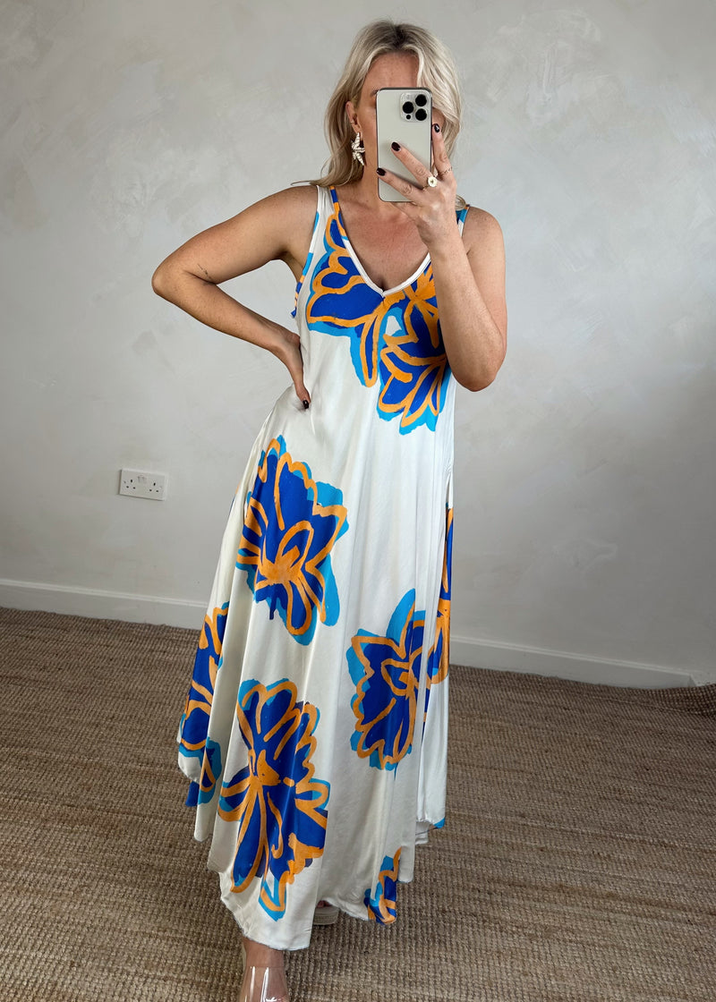 Hendra satin maxi - aqua-The Style Attic