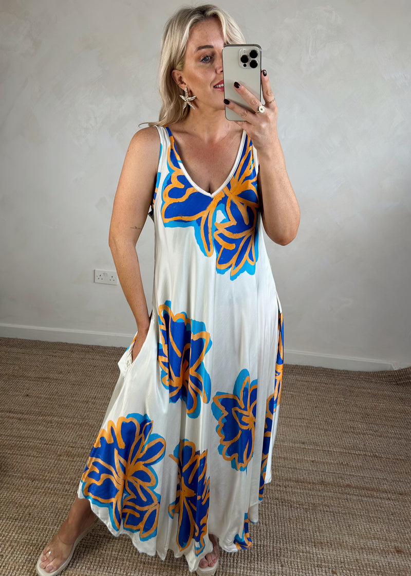 Hendra satin maxi - aqua-The Style Attic