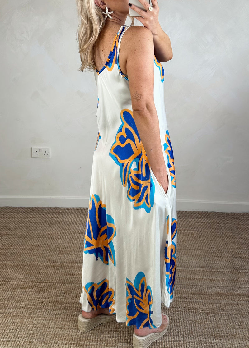 Hendra satin maxi - aqua-The Style Attic