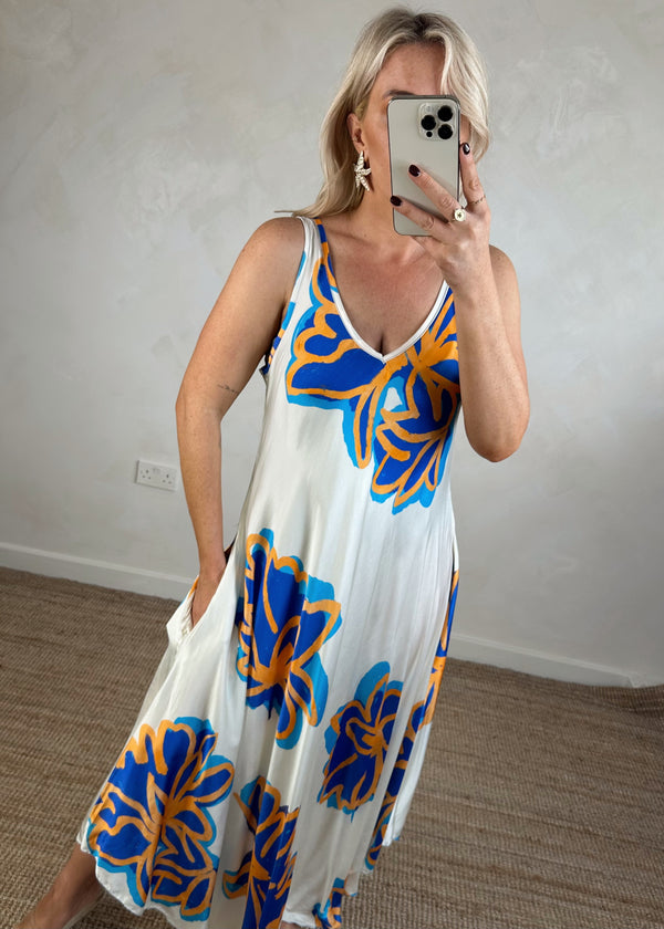 Hendra satin maxi - aqua-The Style Attic