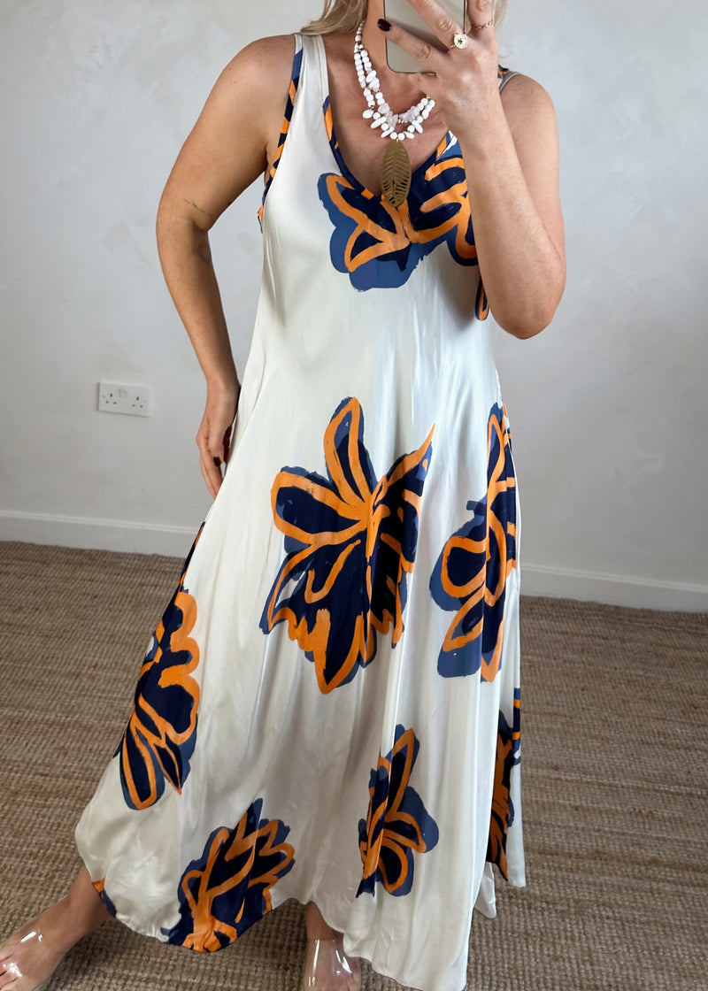 Hendra satin maxi - navy-The Style Attic