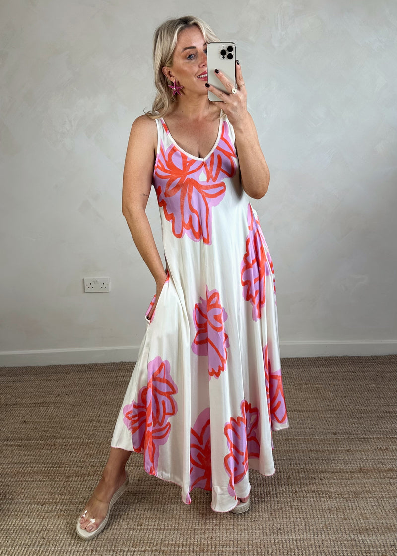 Hendra satin maxi - pink-The Style Attic