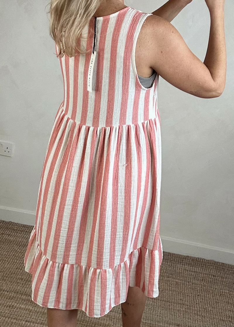 Henley striped dress - rose-The Style Attic