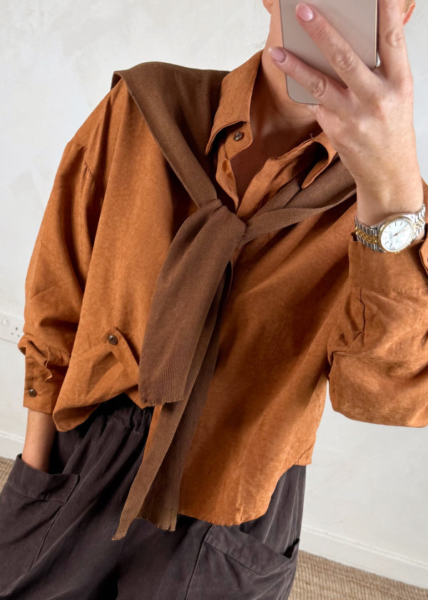 Heritage double shirt knit - rust-The Style Attic