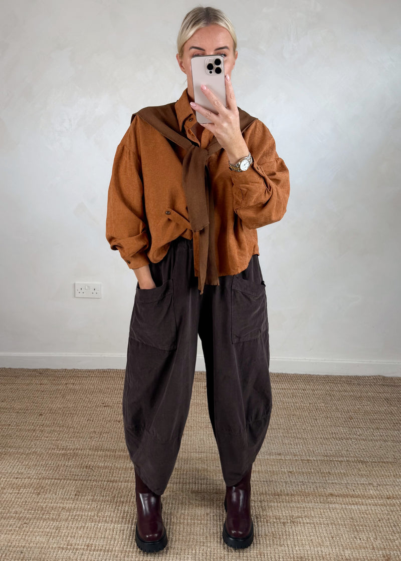 Heritage double shirt knit - rust-The Style Attic