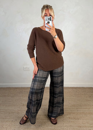 Highbury pull on checked trouser - One-The Style Attic