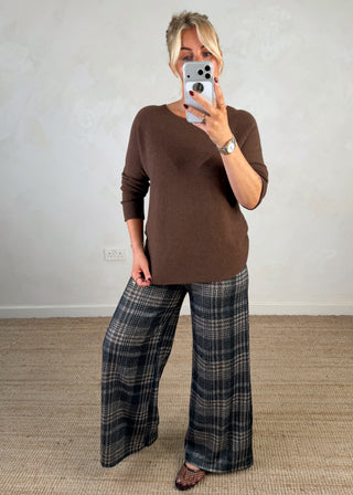 Highbury pull on checked trouser - One-The Style Attic