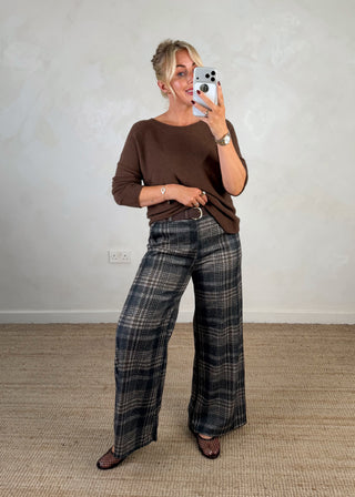Highbury pull on checked trouser - One-The Style Attic