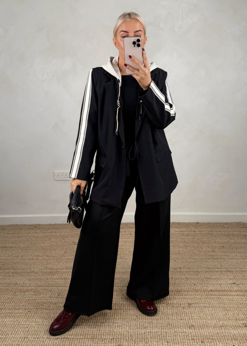 Hooded blazer - black-The Style Attic