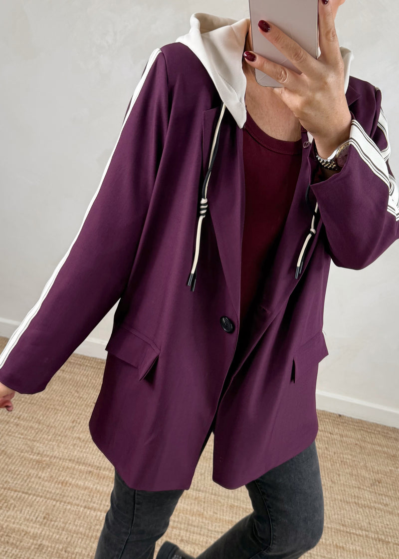 Hooded blazer - damson-The Style Attic
