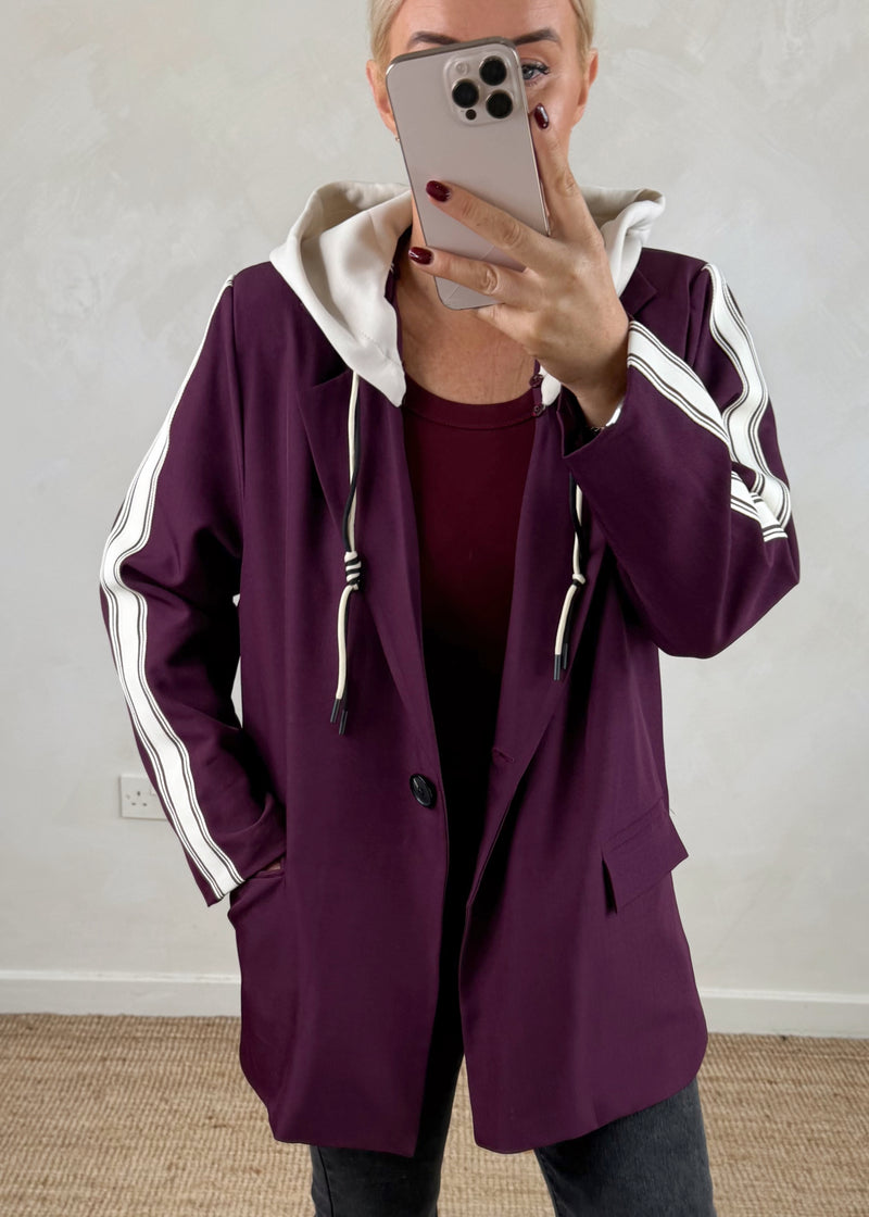 Hooded blazer - damson-The Style Attic