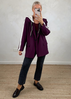 Hooded blazer - damson-The Style Attic