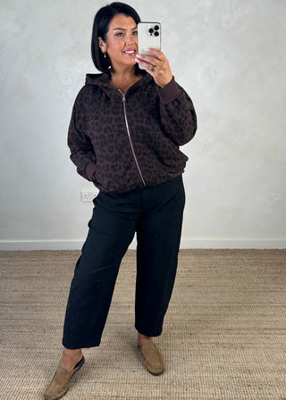 Amber animal print hoodie - chocolate