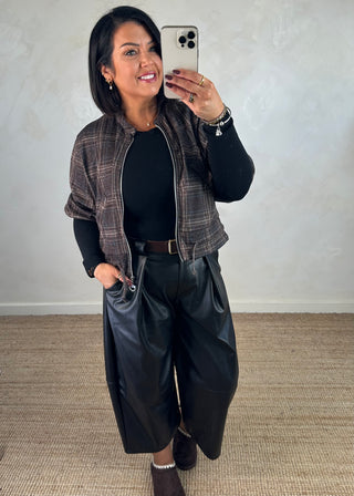 Tartan bomber jacket - Dark chocolate