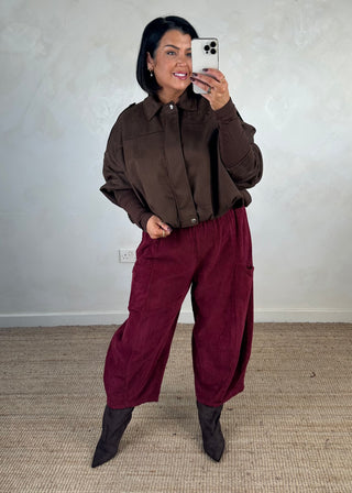 Faux suede bomber jacket - Chocolate