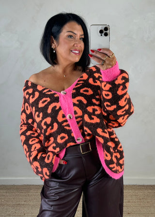 Sam chunky animal print knit - Chocolate