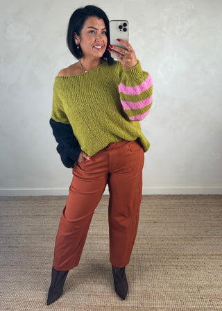 Colour block knit - Olive