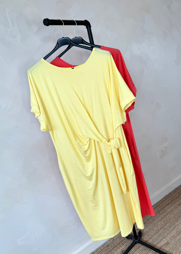 Leah tie dress - lemon