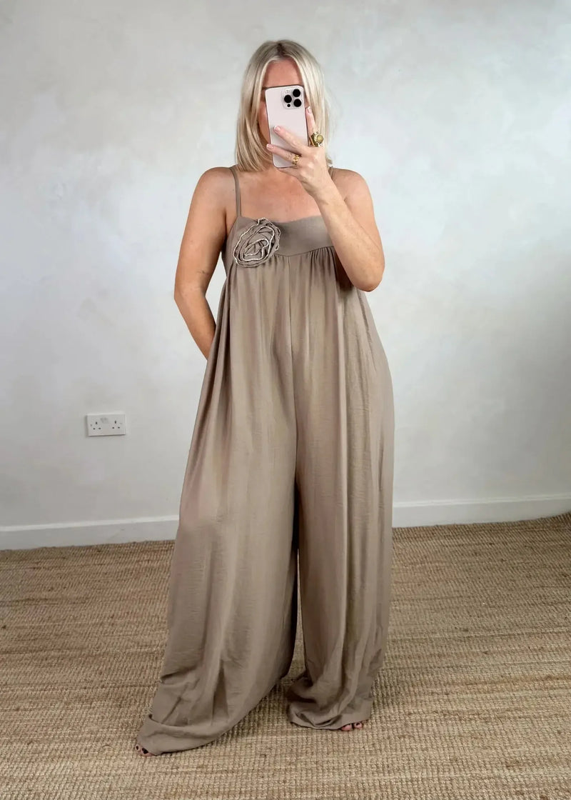 Corsage jumpsuit - khaki