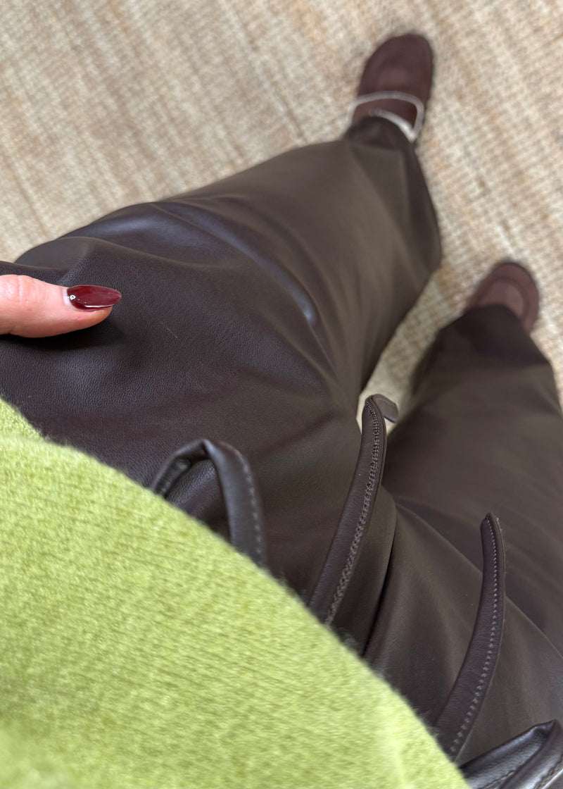 Davina faux leather trouser - chocolate