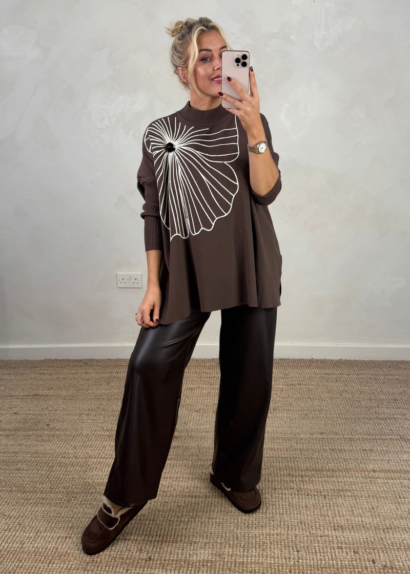 Davina faux leather trouser - chocolate