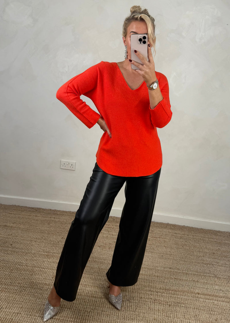 Davina faux leather trouser - black