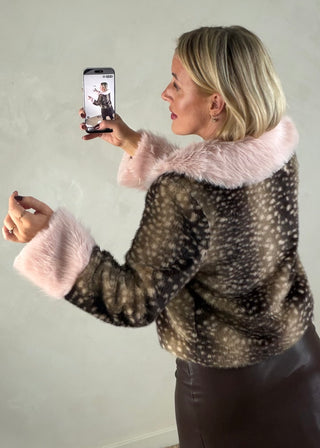 Bambi fur collar jacket - Pink
