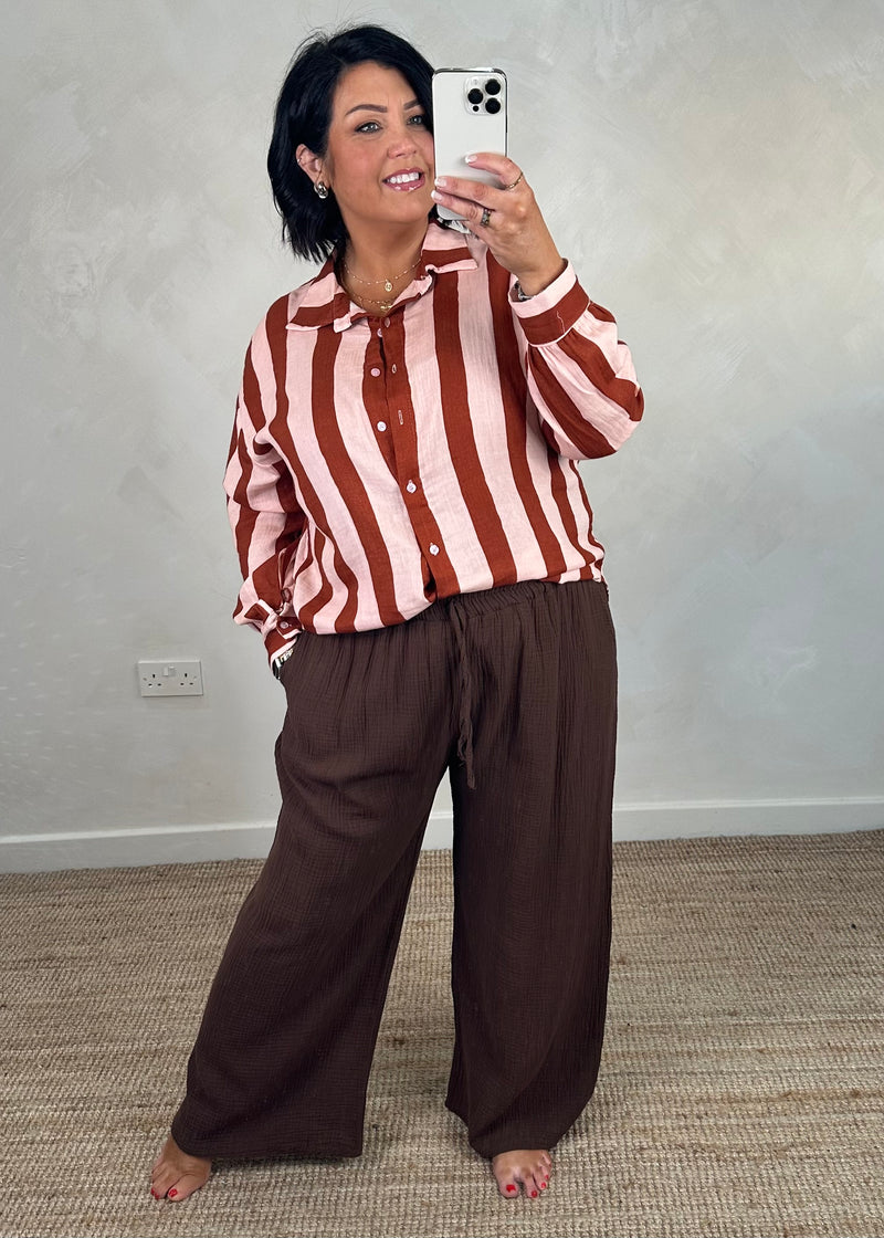 Oli striped blouse - brown/nude