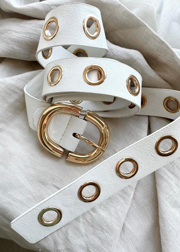 SA eyelet belt - white/gold