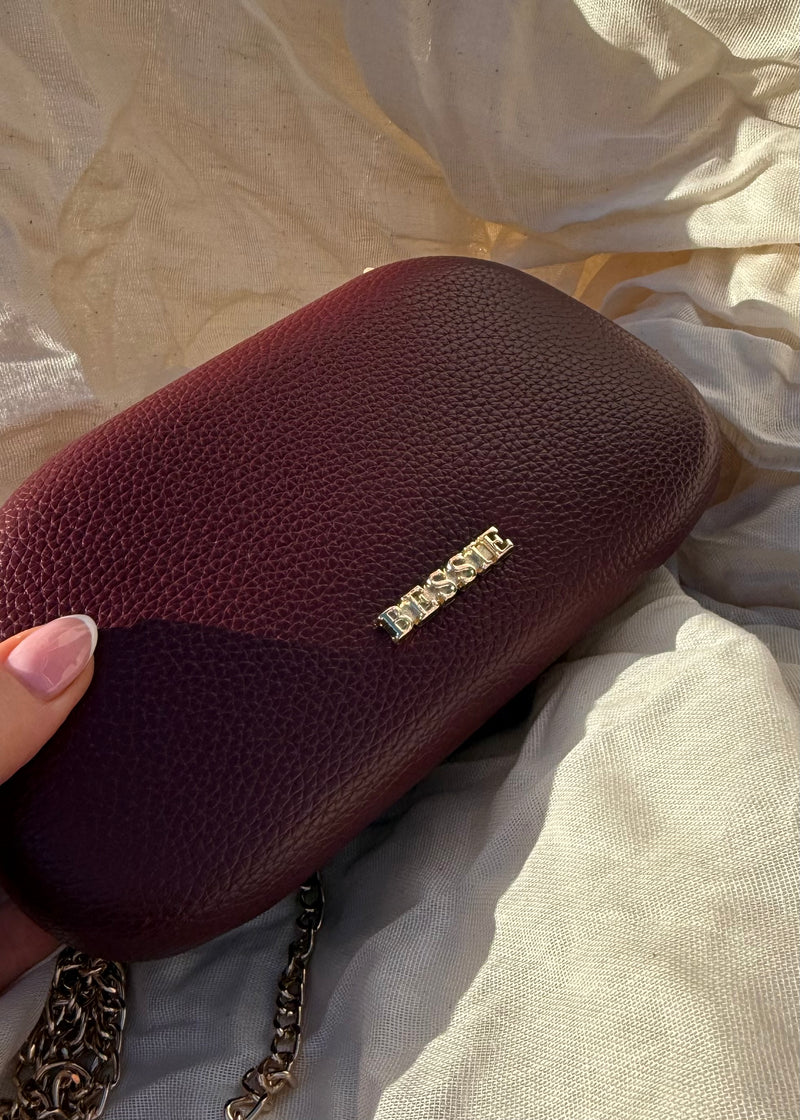 Gold handle clutch - merlot