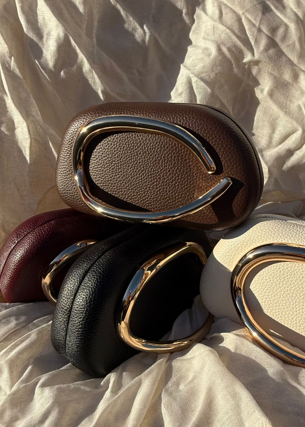 Gold handle clutch - black