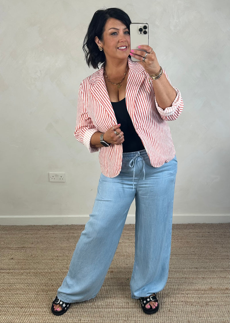 Quentin striped blazer - red