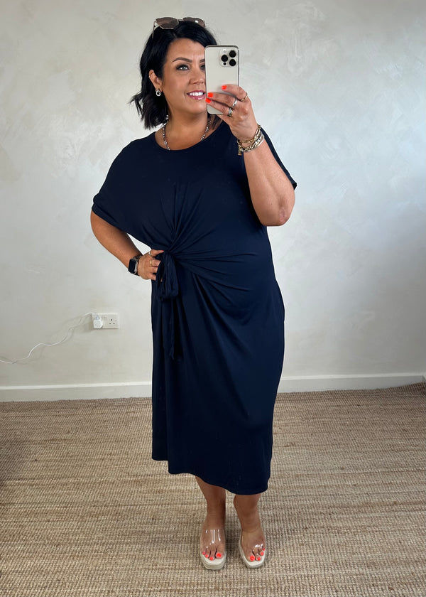 Leah tie dress - navy
