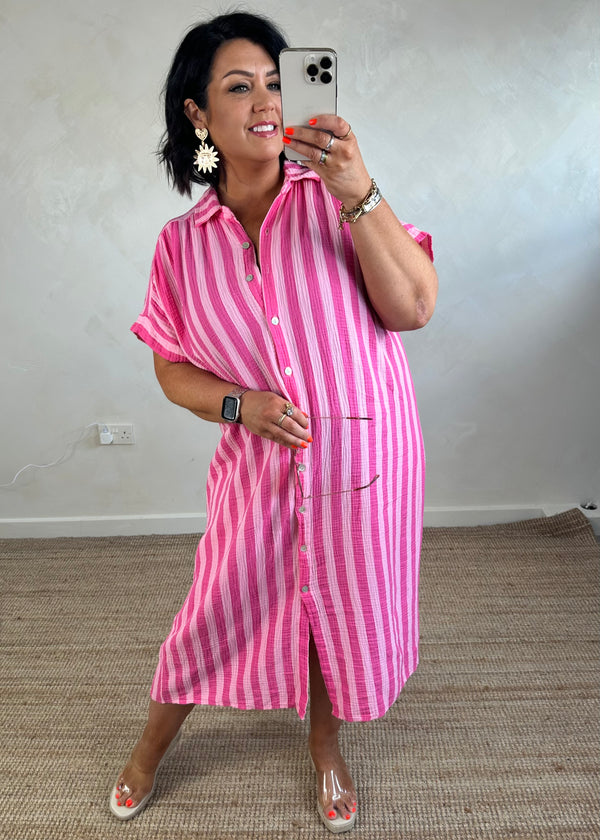 Tatum cheesecloth dress - pink/pink
