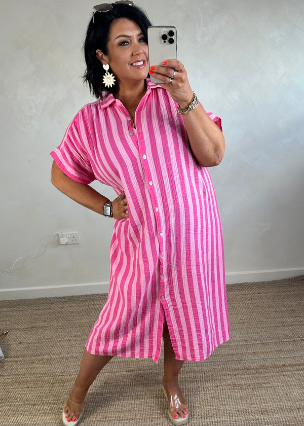 Tatum cheesecloth dress - pink/pink
